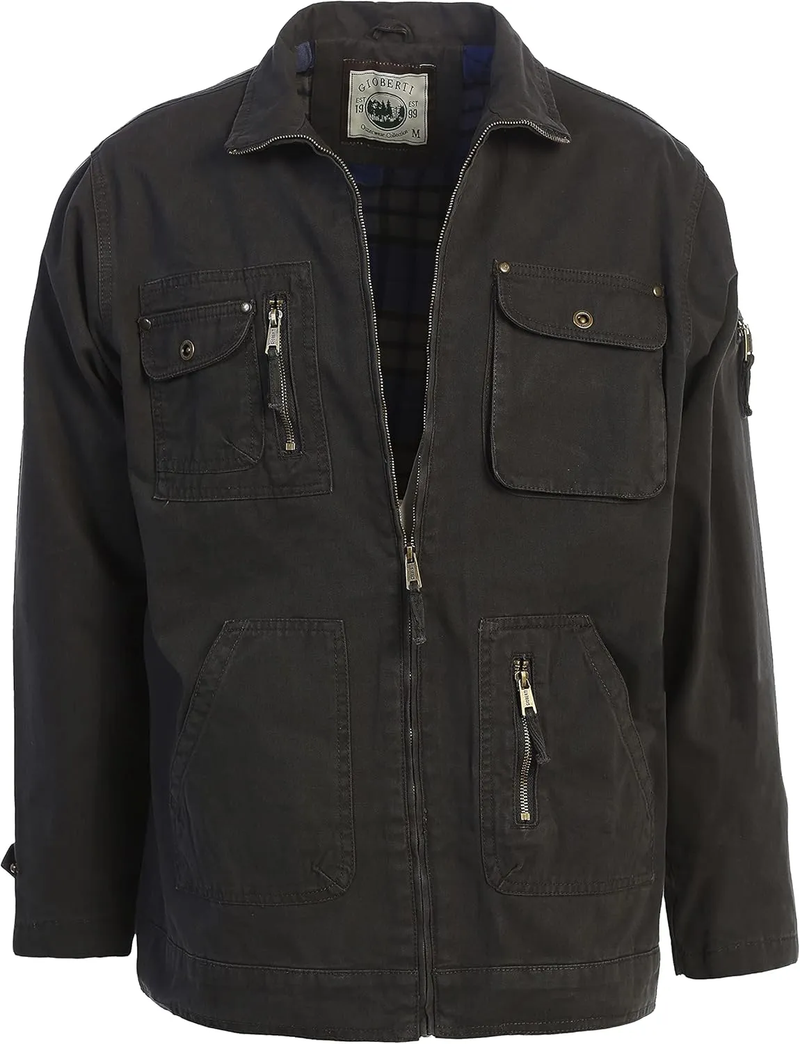 Gioberti Men's 100% Cotton Casual Outerwear Twill Multi Pocket Cargo Shirt Jacket