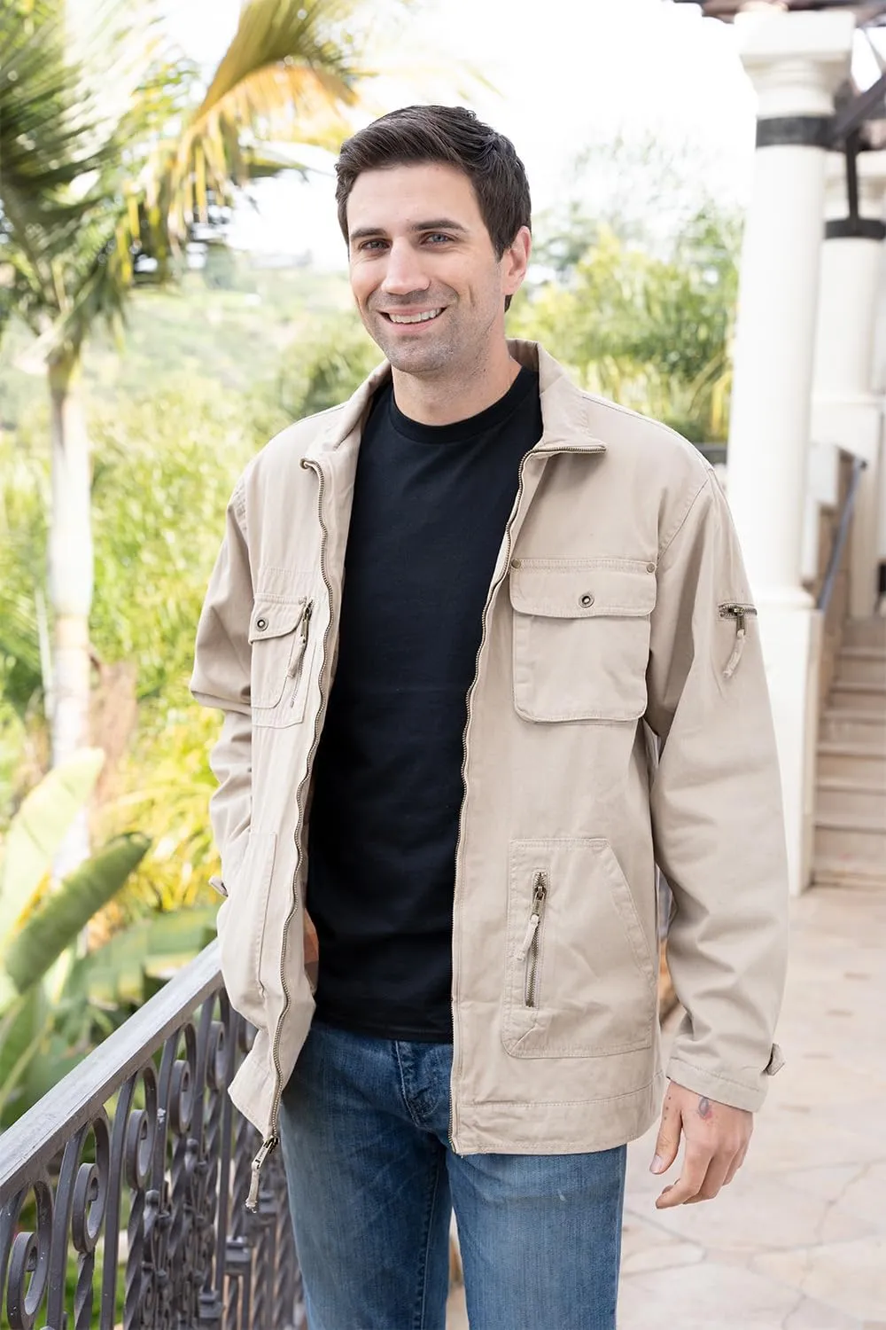 Gioberti Men's 100% Cotton Casual Outerwear Twill Multi Pocket Cargo Shirt Jacket
