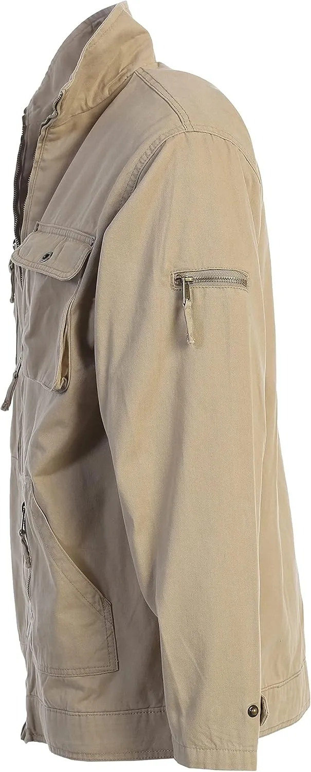 Gioberti Men's 100% Cotton Casual Outerwear Twill Multi Pocket Cargo Shirt Jacket