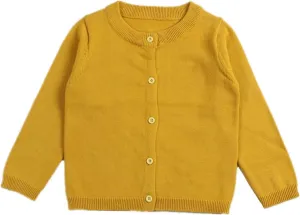 Girls Crewneck Cardigan Solid Cotton Long Sleeve Button Sweater Uniform Sweaters for Little Girls