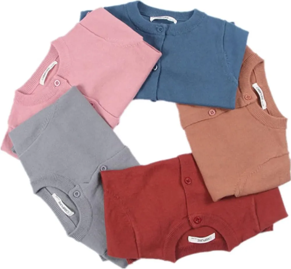 Girls Crewneck Cardigan Solid Cotton Long Sleeve Button Sweater Uniform Sweaters for Little Girls