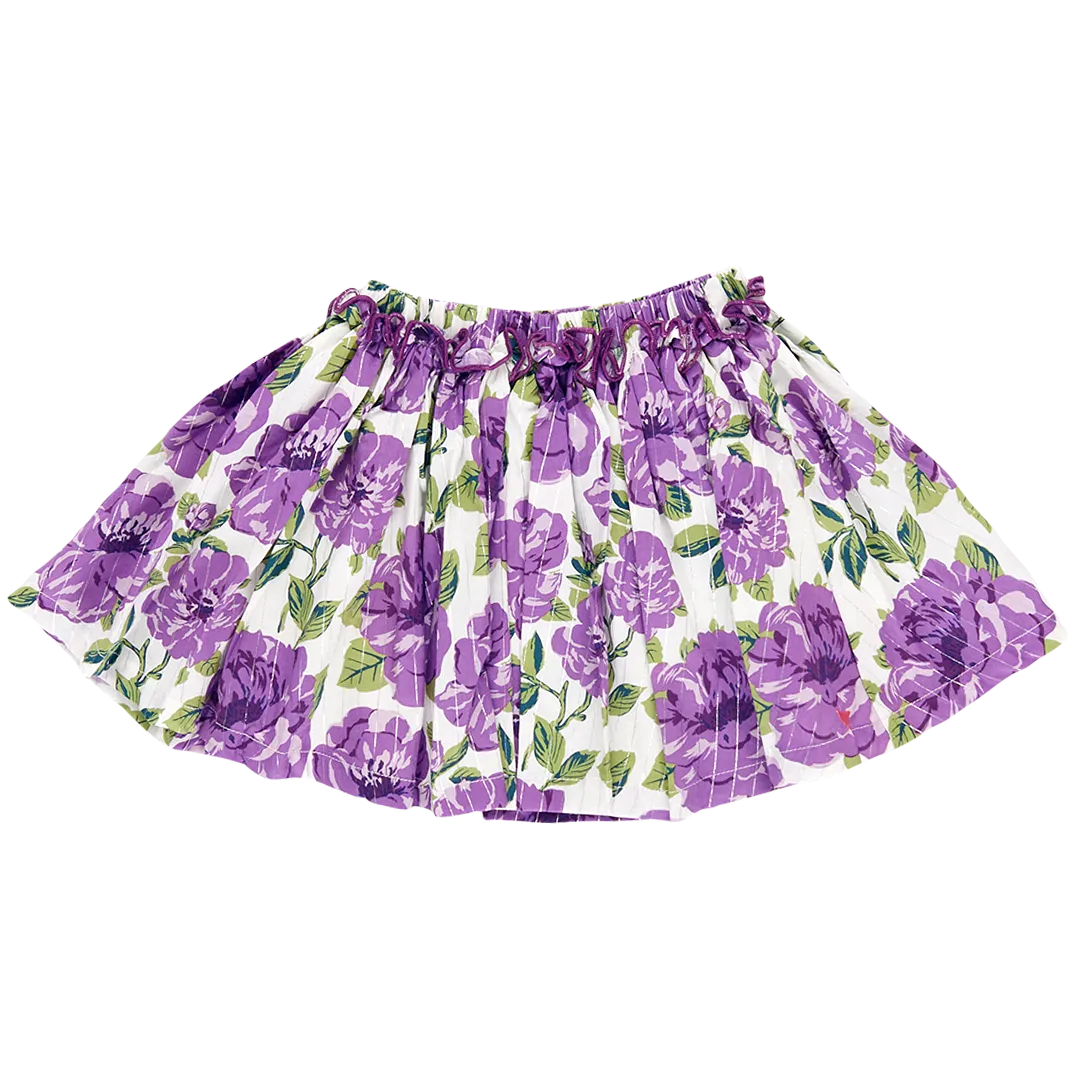Girls Gianna Skirt - Purple Peonies