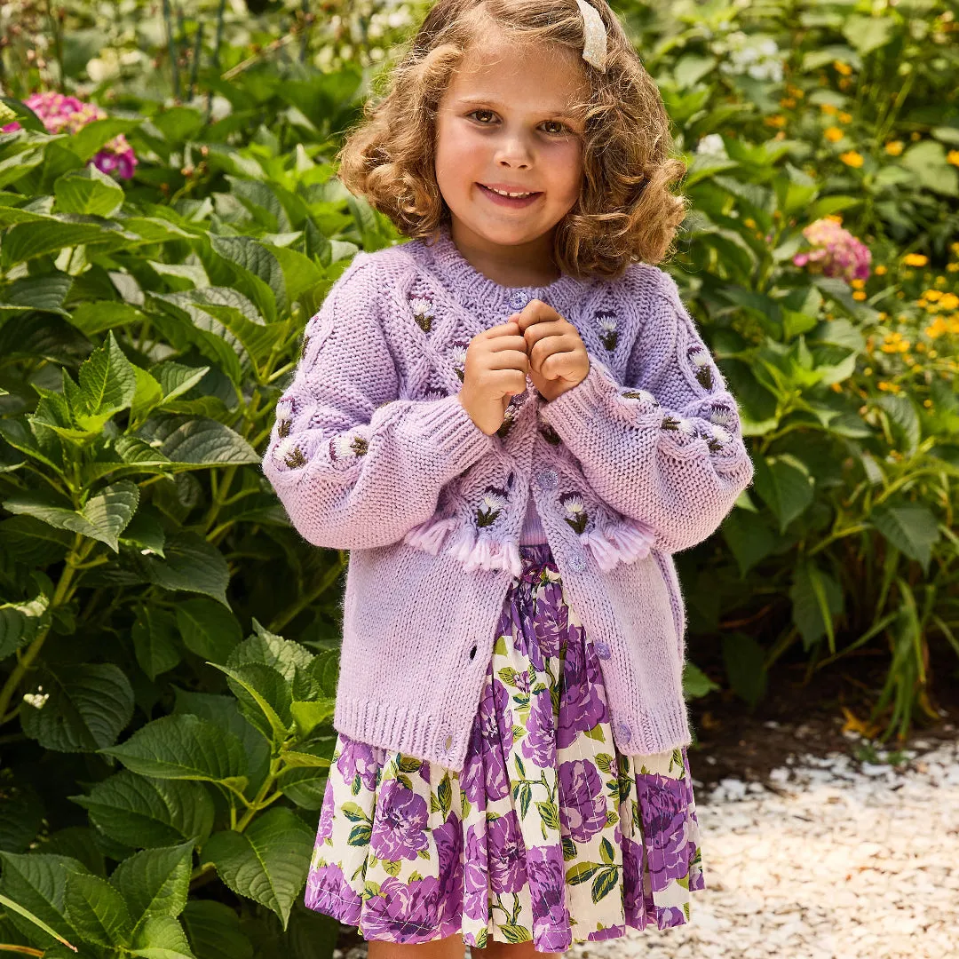 Girls Gianna Skirt - Purple Peonies