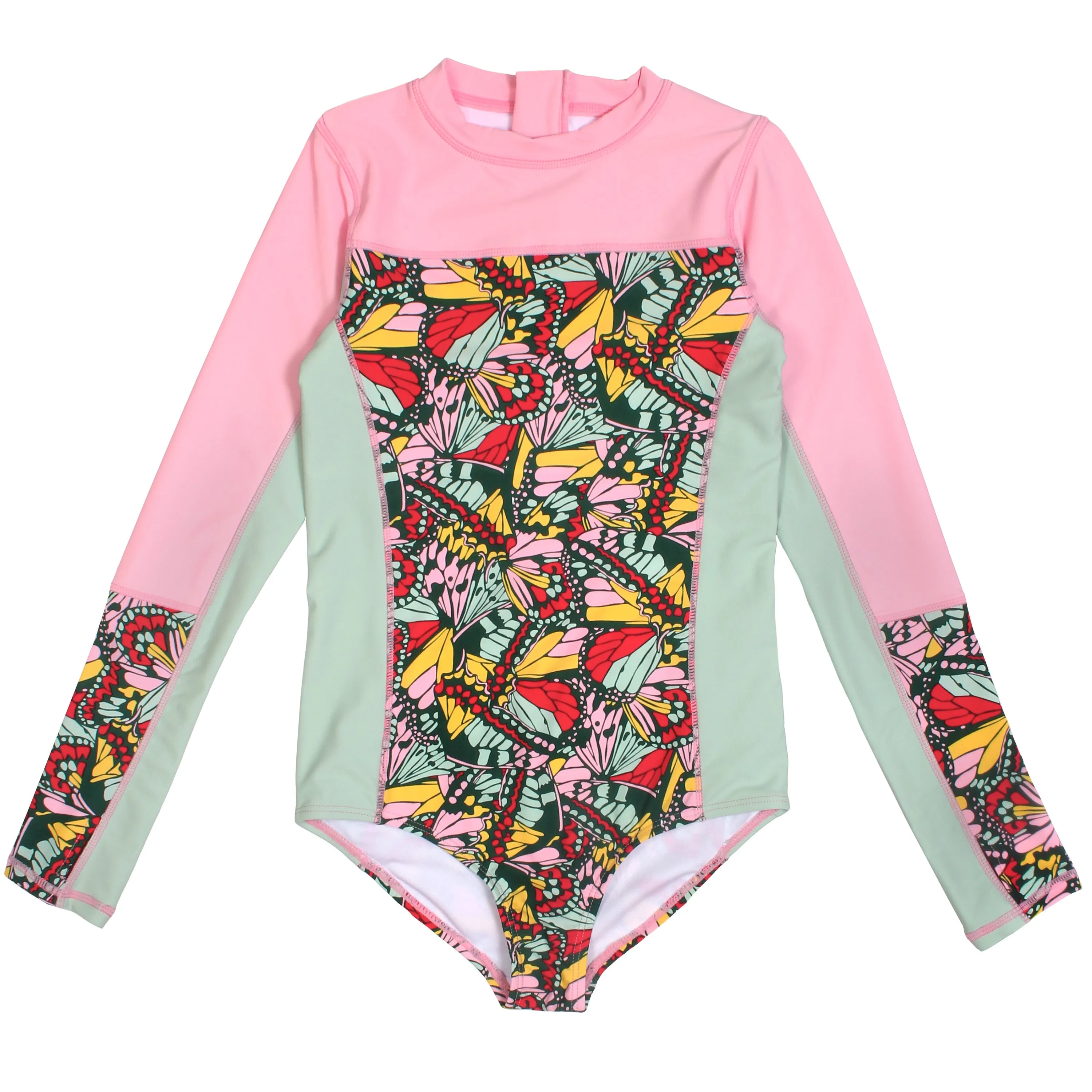 Girls Long Sleeve Surf Suit (One Piece Bodysuit) | "Butterfly Love"