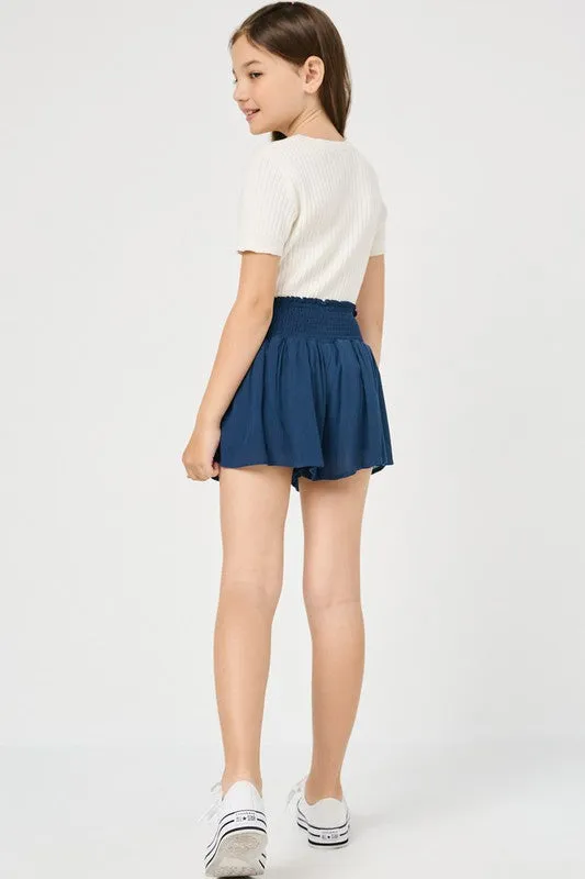 Girls Smocked Waist Shorts