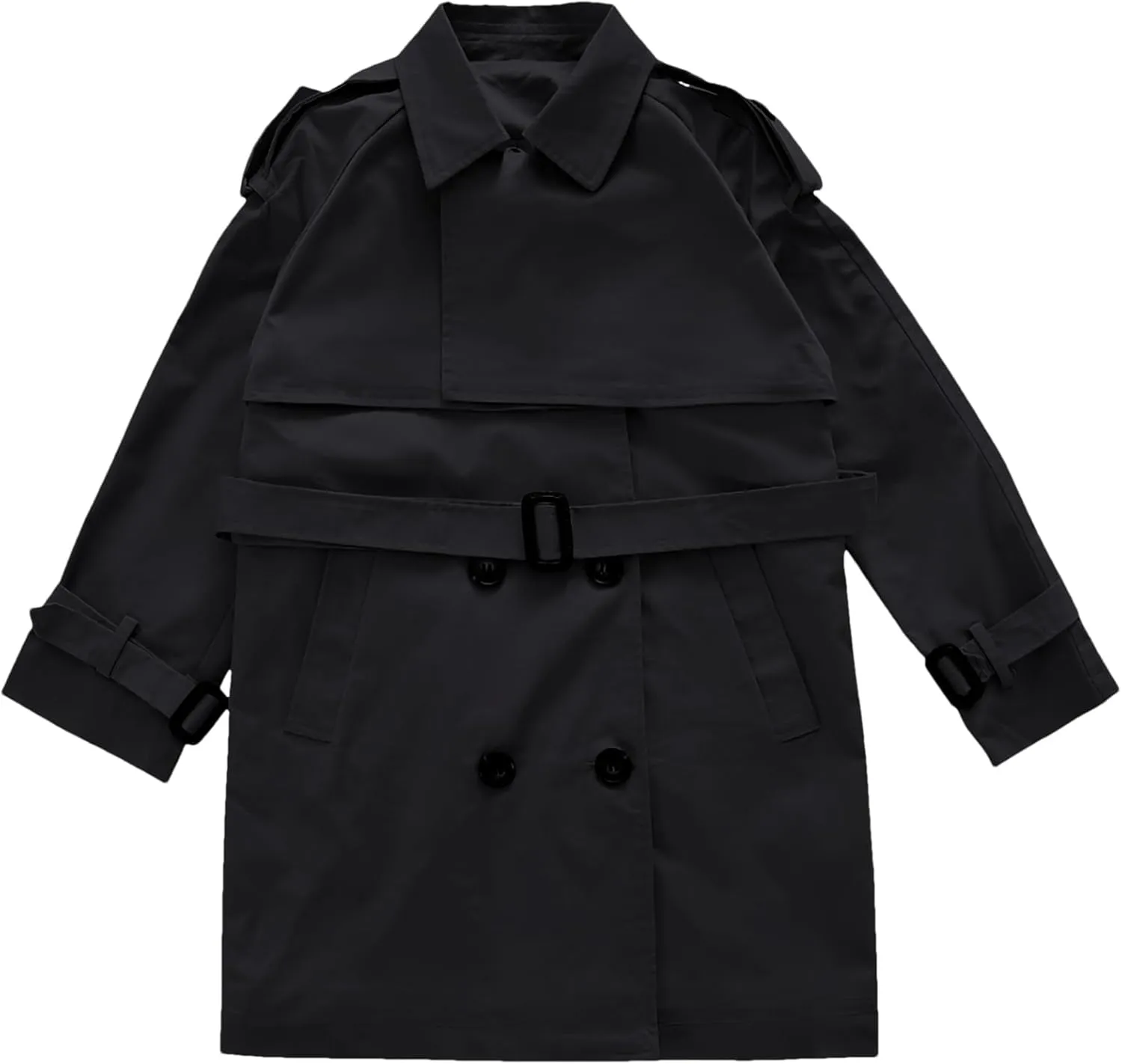 Girl's Trench Coat Single Breasted Windbreaker Jacket Outwear with Belt for 4-17 Years