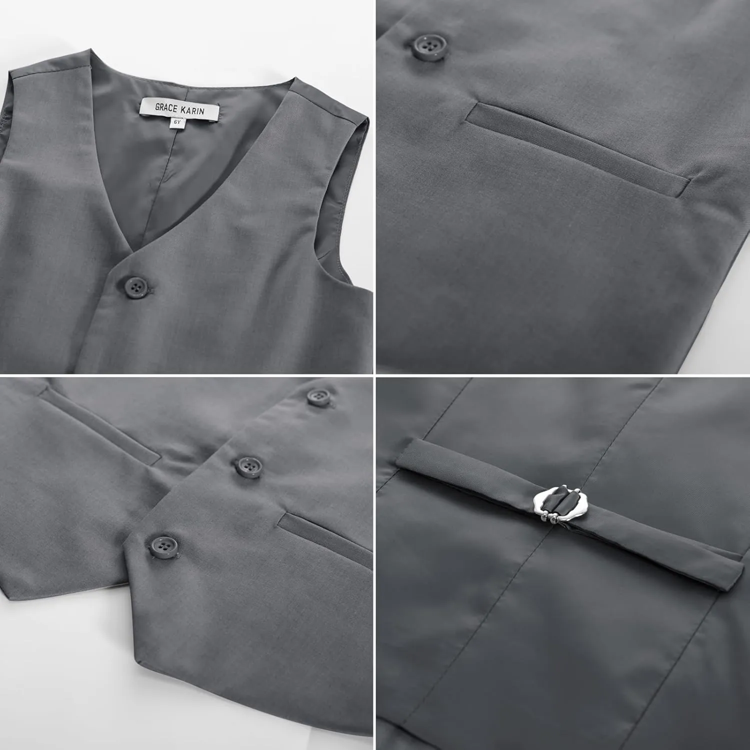 GRACE KARIN Boys 3 Button Formal Suit Vest with Tie