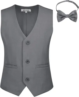 GRACE KARIN Boys 3 Button Formal Suit Vest with Tie