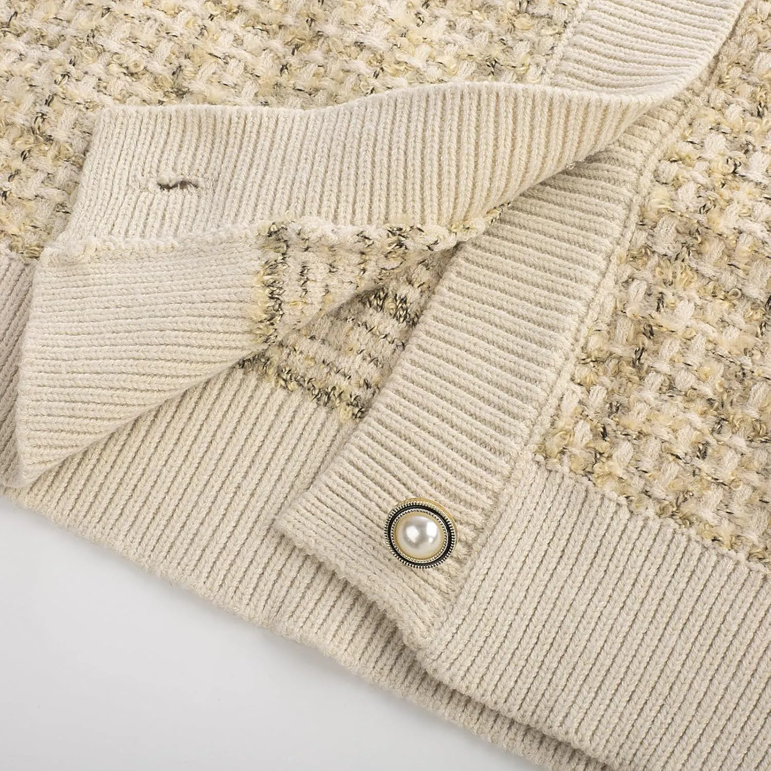 GRACE KARIN Womens Open Front Button Down Long Sleeve Texture Knit Cardigan Sweaters with Pockets
