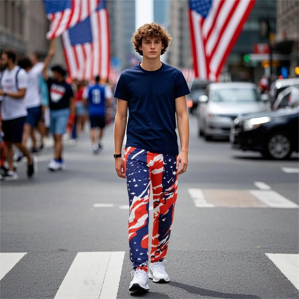 GRAJTCIN American Flag Pants Unisex USA Patriotic Joggers Pants Casual Sport Sweatpants Baggy Pants