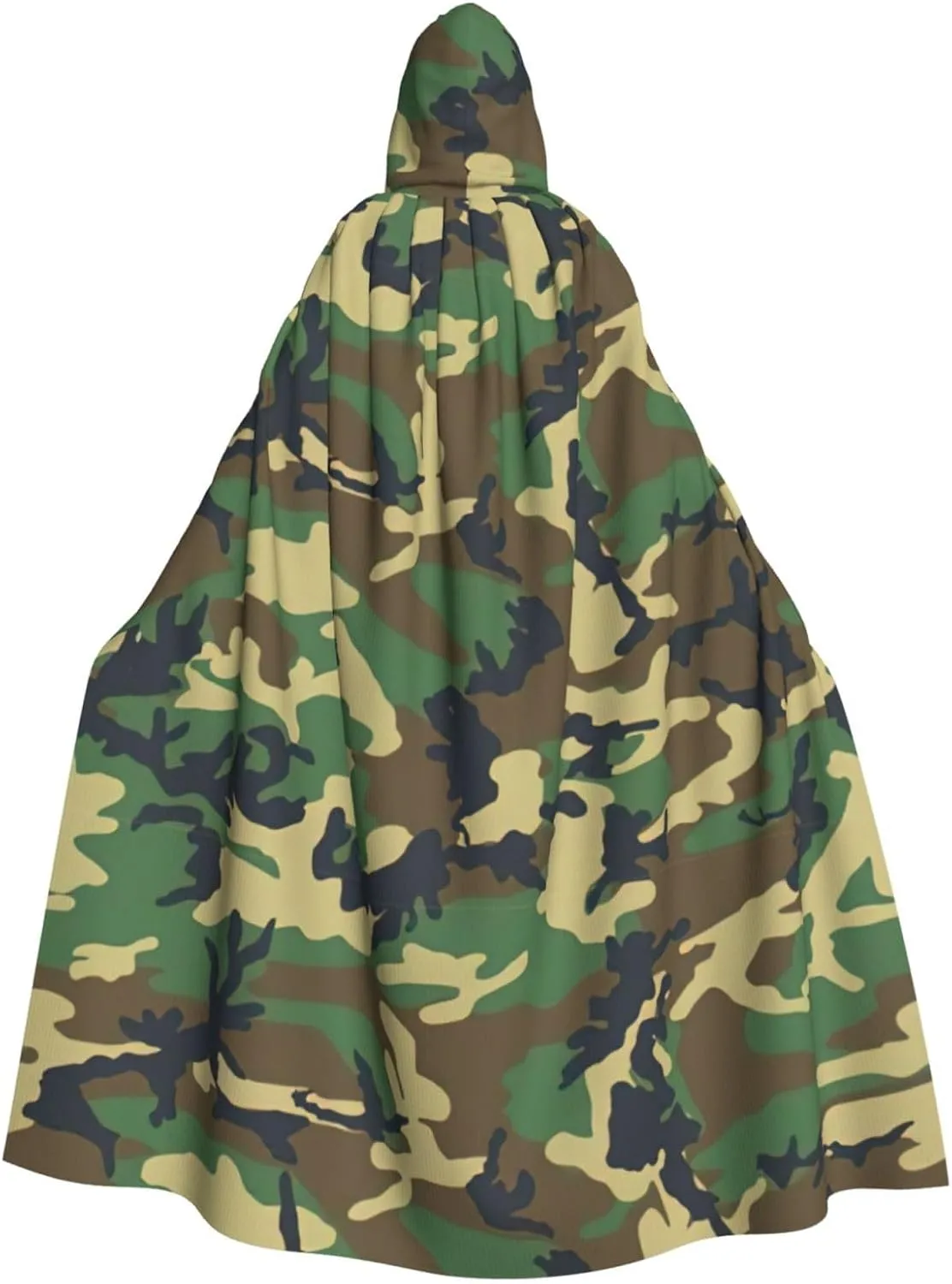 Green Military Camo Print Hooded Cloak Men Women  Versatile Cosplay Cloak Halloween Carnivals Theme Decor