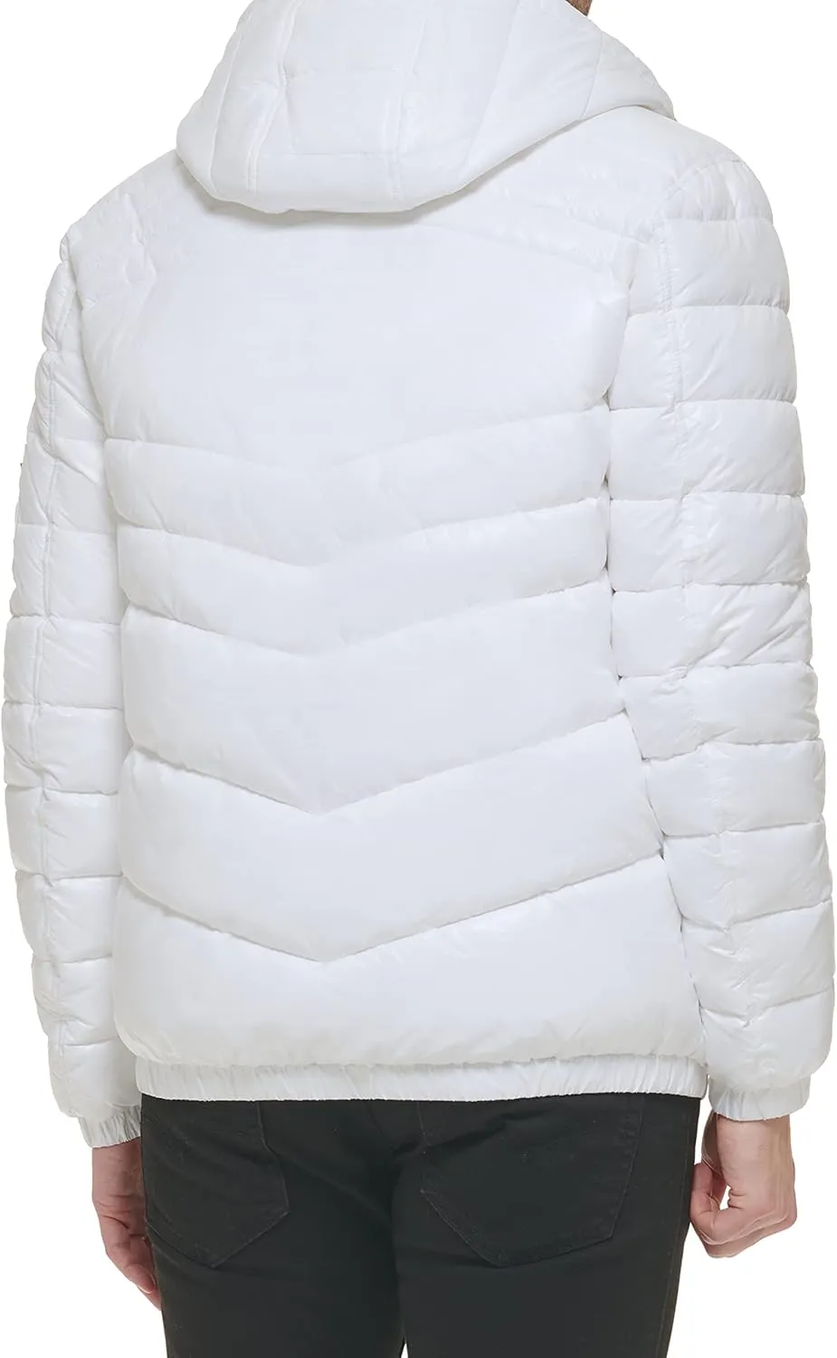 GUESS Men's Mid-Weight Puffer Jacket with Removable Hood