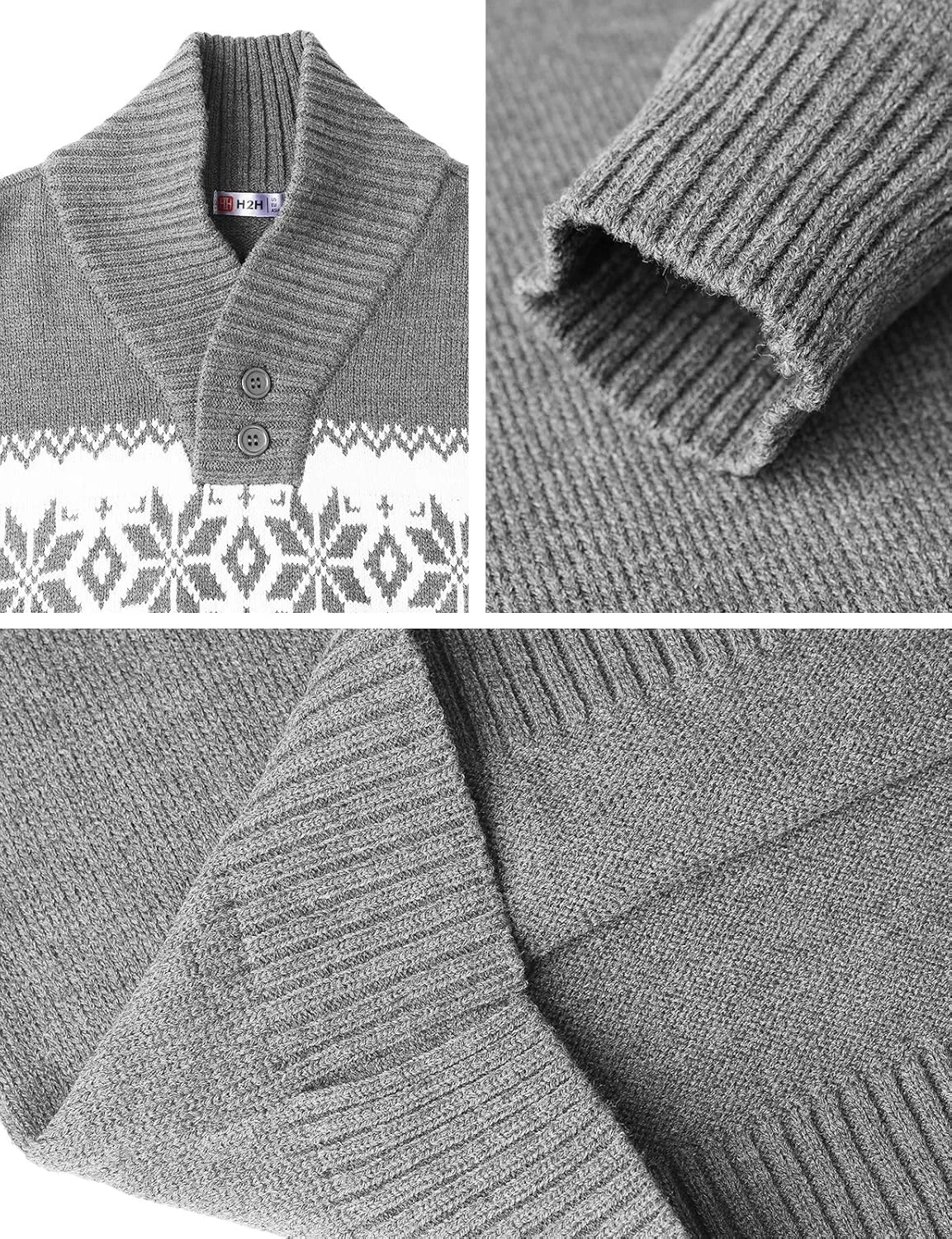 H2H Mens Slim Fit Casual Christmas Sweater Knitted Xmas Knitwear Holiday Knit