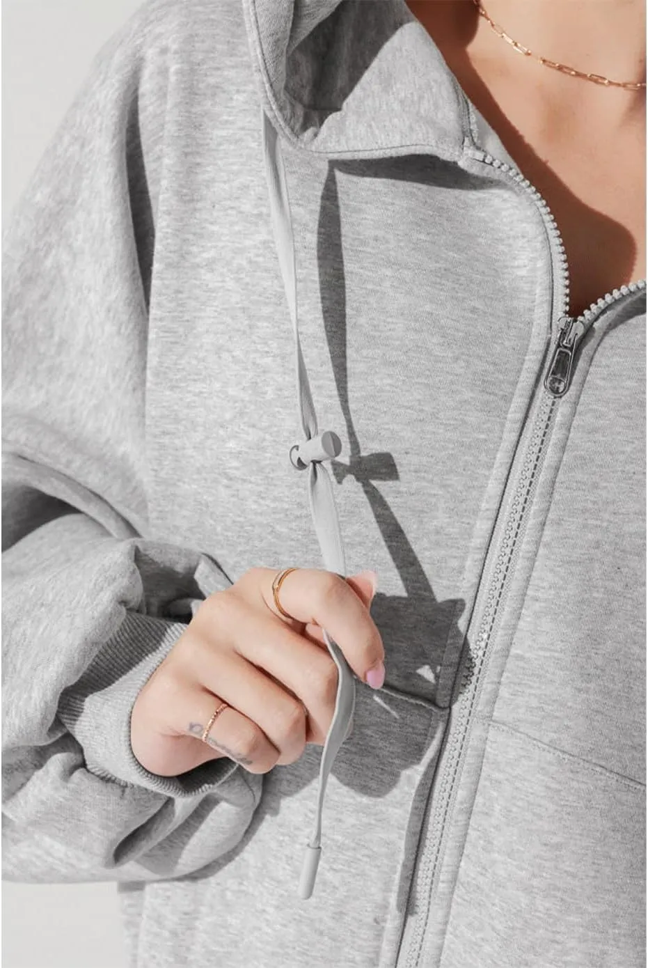 Haellun Womens Oversized Long Sleeve Zip Up Hoodie Fleece Drawstring Sweatshirts Pullover Sweaters with Pockets
