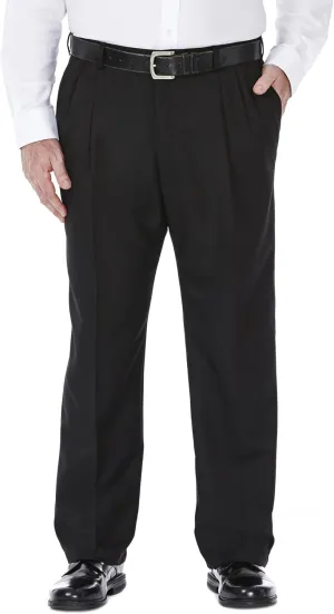 Haggar Men's Cool 18 Classic Fit Flat Front and Pleat Front Hidden Expandable Waistband Pant Big and Tall Sizes