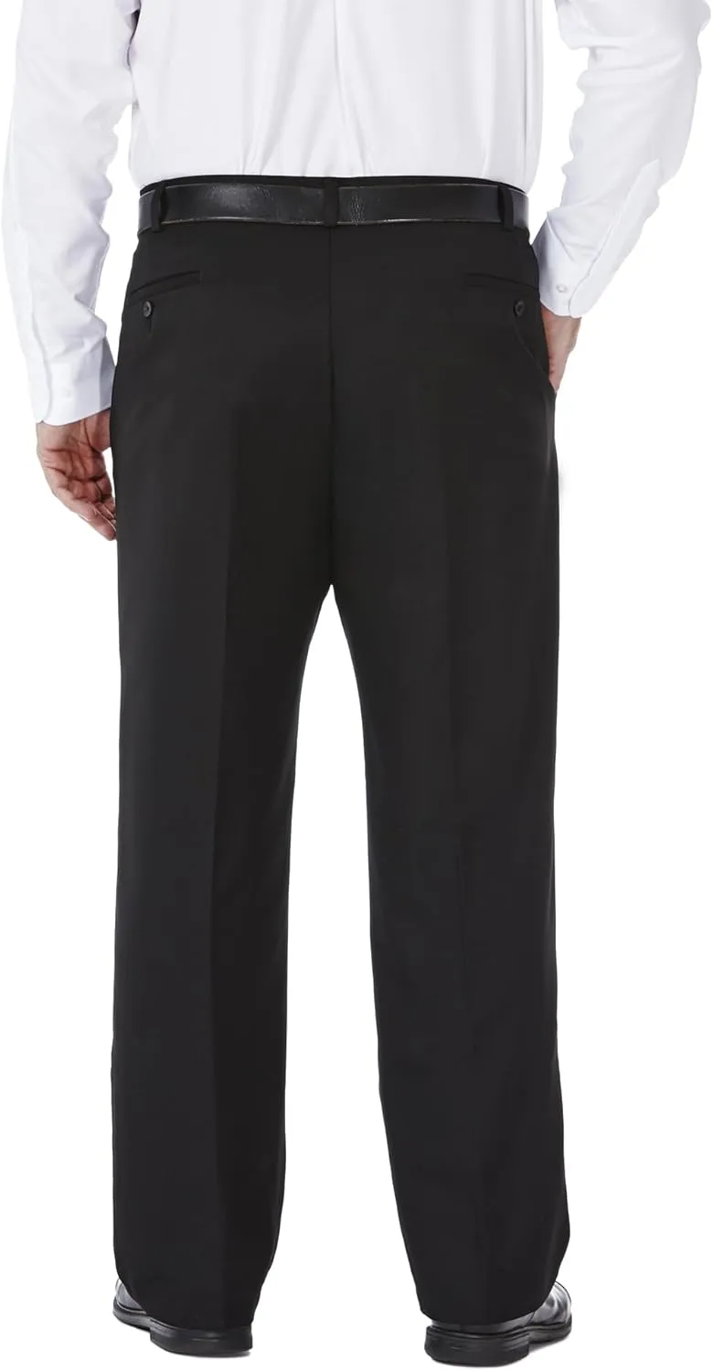 Haggar Men's Cool 18 Classic Fit Flat Front and Pleat Front Hidden Expandable Waistband Pant Big and Tall Sizes