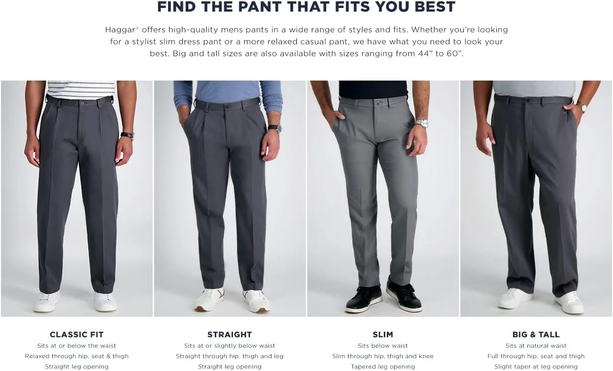 Haggar Men's Cool 18 Flat Front Pant Reg. and Big & Tall Sizes
