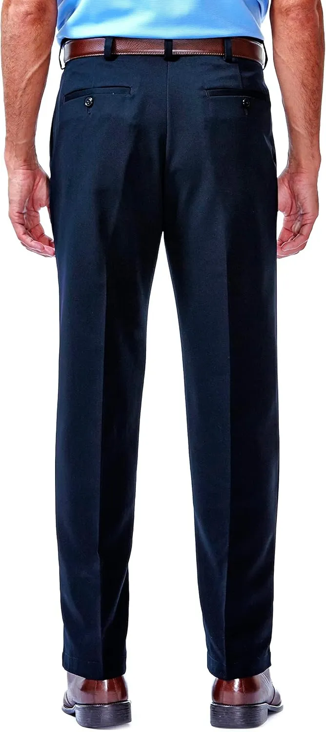 Haggar Men's Cool 18 Hidden Expandable Waist Pleat Front Pant-Regular and Big & Tall Sizes