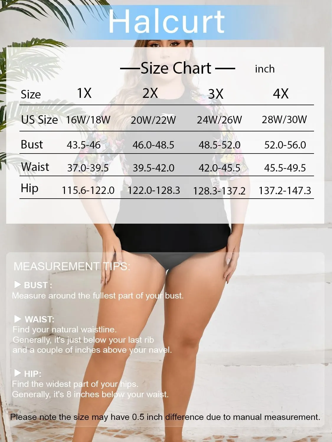 Halcurt Women's Plus Size Short Sleeve Rash Guard Top with Built in Bra Side Pockets UPF50  Swim Shirts