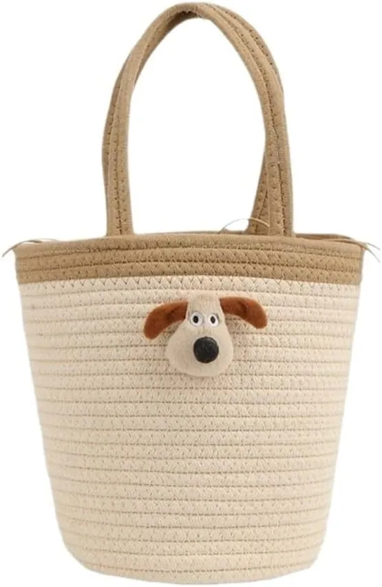 Handbag Summer Fashion Woven Handbag Versatile Casual Niche Shoulder Bag Cute Doll Bucket Bags Straw Bags