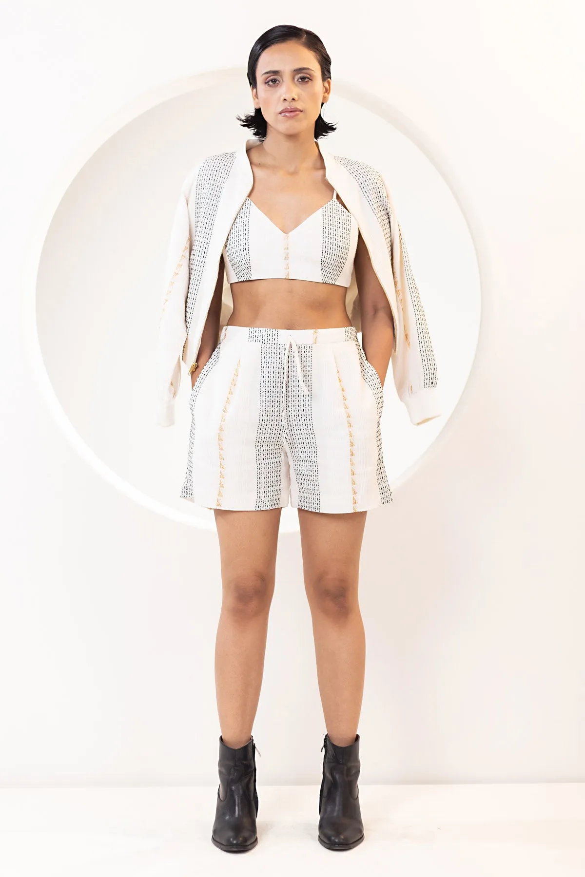 Handwoven Cotton Ivory Shorts
