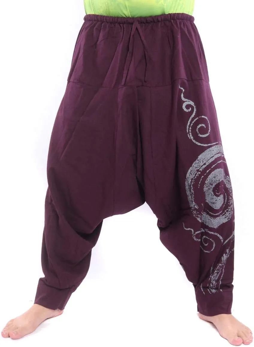 Harem Pants  Cotton One Size, Unisex Boho Aladdin Baggy Trousers for Men & Women  Hippie Lounge Chic