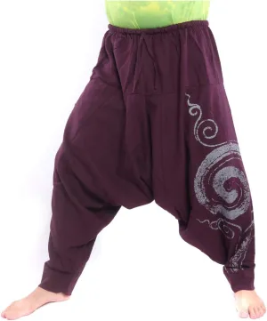 Harem Pants  Cotton One Size, Unisex Boho Aladdin Baggy Trousers for Men & Women  Hippie Lounge Chic