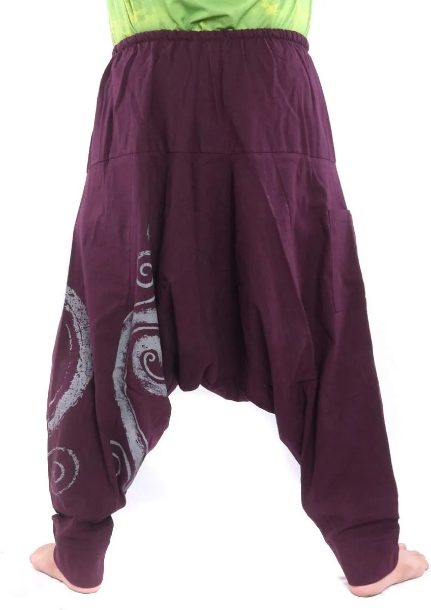 Harem Pants  Cotton One Size, Unisex Boho Aladdin Baggy Trousers for Men & Women  Hippie Lounge Chic