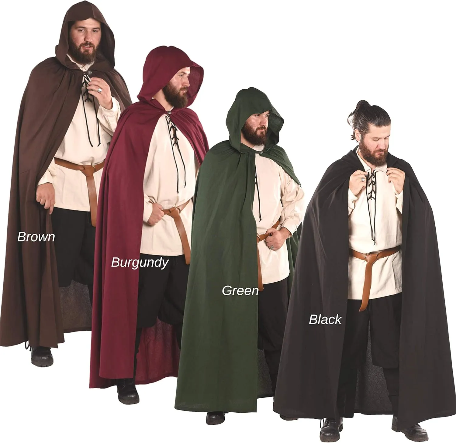 Hero Medieval Hooded Cape by CALVINA Costumes  Unisex - Made in Turkey