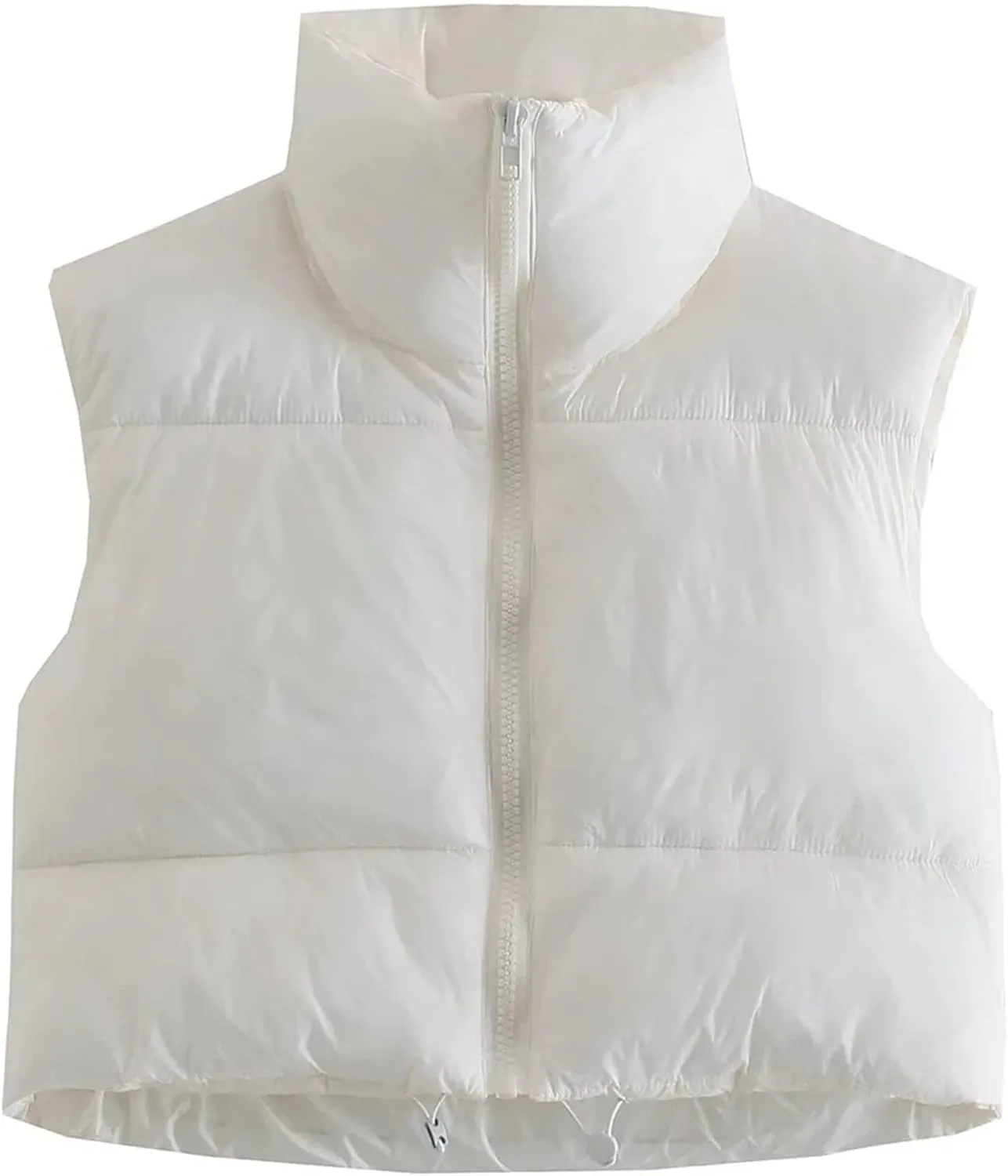 Hixiaohe Women's Winter Crop Vest Puffer Lightweight Stand Collar Padded Vest Zip Up Sleeveless Jacket