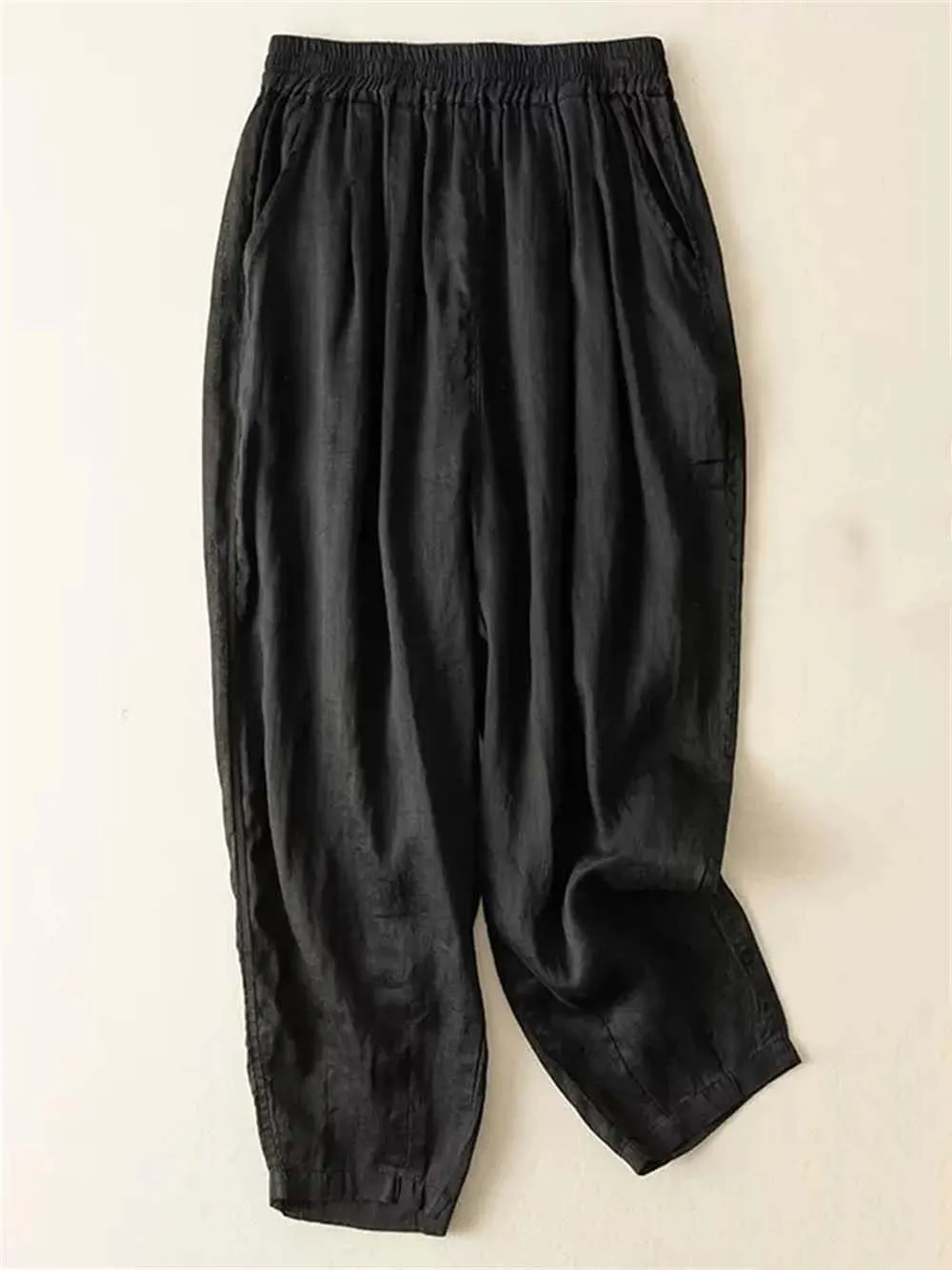 Hndudnff Women Double Layers Harem Pants Summer Casual Loose Solid Cotton Trousers Pantalon