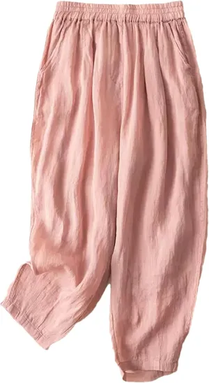 Hndudnff Women Double Layers Harem Pants Summer Casual Loose Solid Cotton Trousers Pantalon