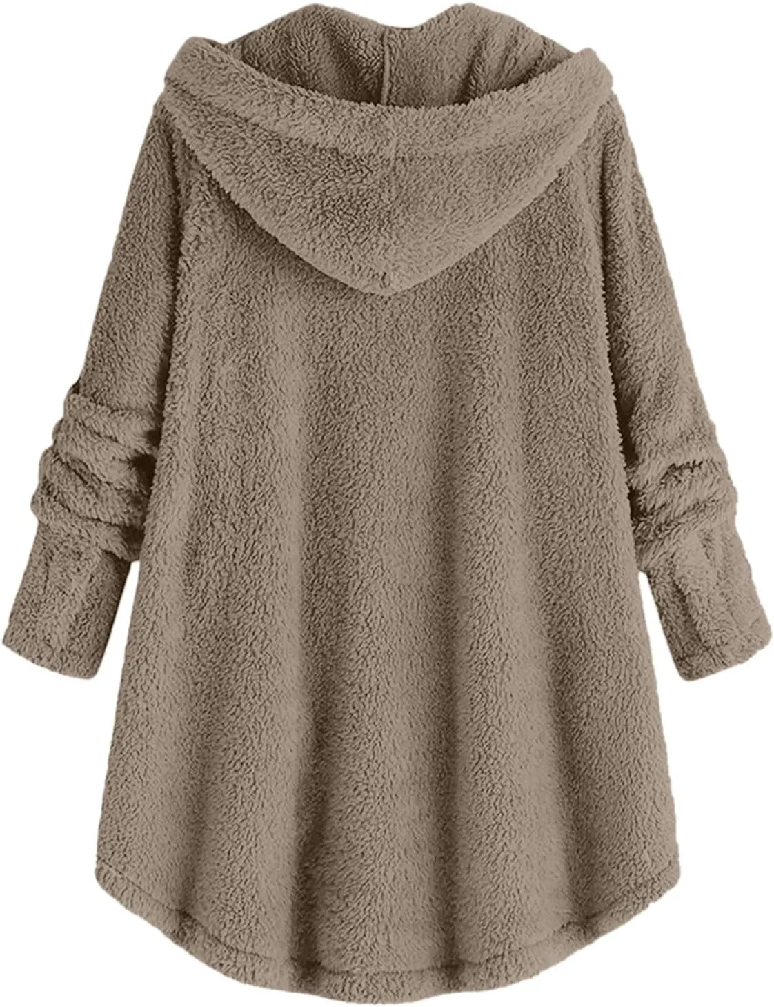 Hooded Fleece Jacket Women Plus Size Fuzzy Sherpa Cape Coats Fluffy Button Down Winter Jackets Fur Cardigan