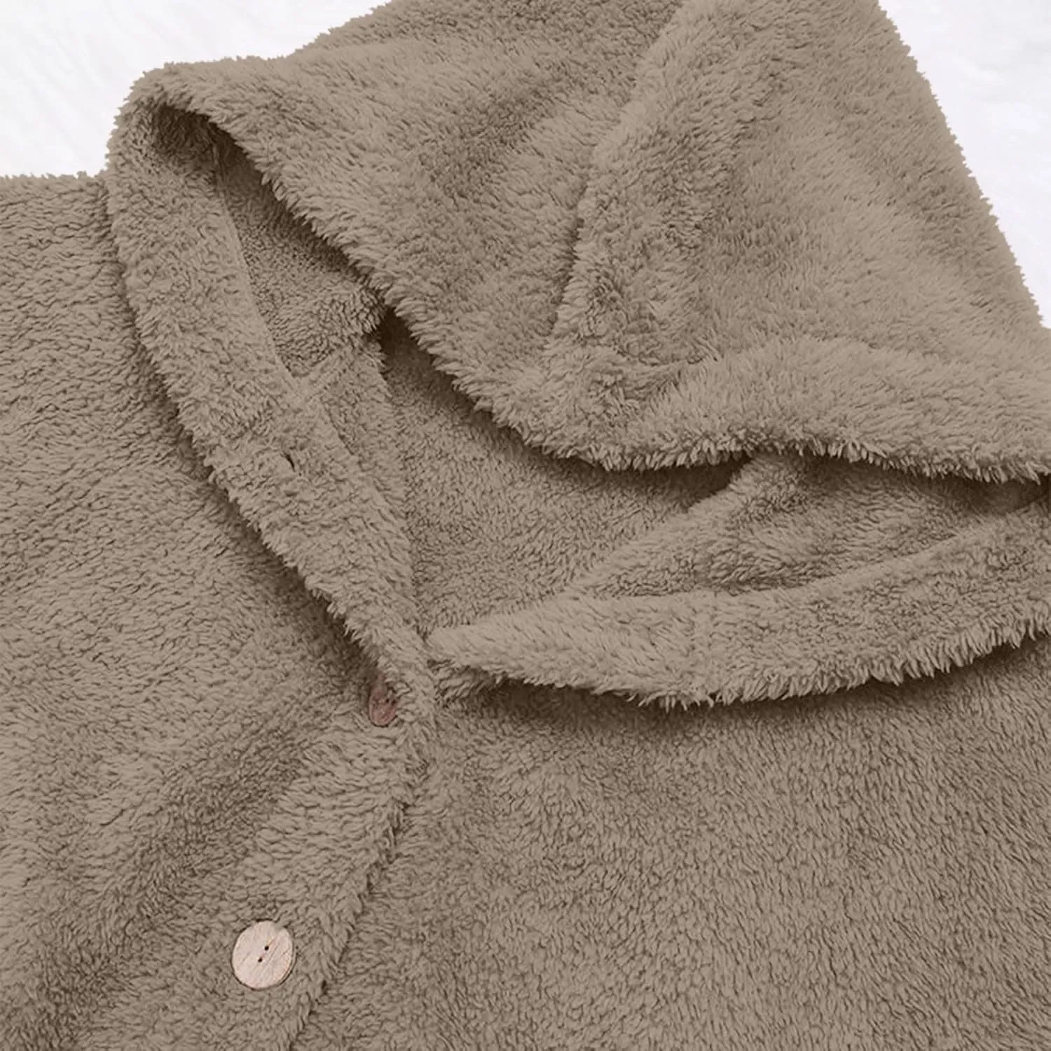 Hooded Fleece Jacket Women Plus Size Fuzzy Sherpa Cape Coats Fluffy Button Down Winter Jackets Fur Cardigan