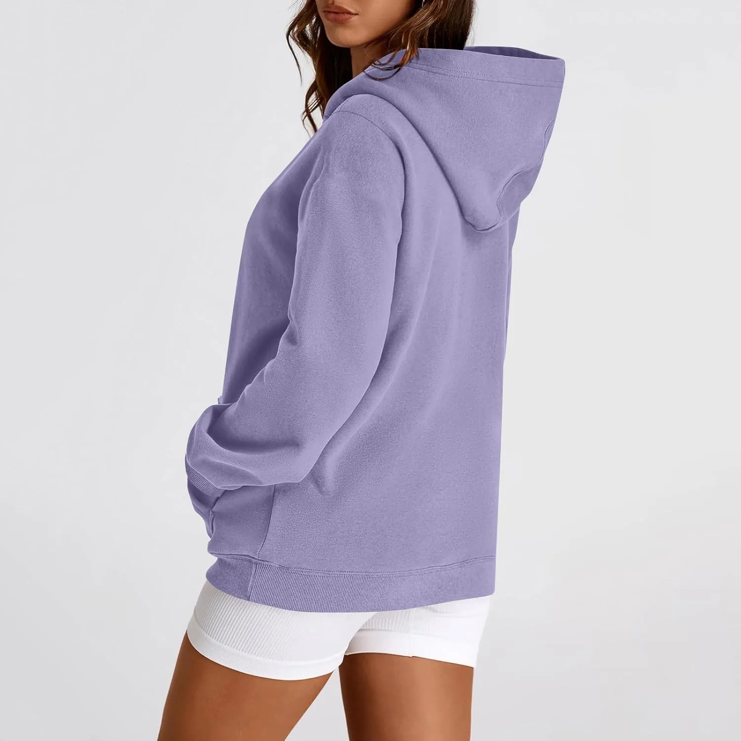 Hoodies for Women Drawstring Lightweight Fleece Oversized Sweatshirt Drop Shoulder Baggy Trendy Y2K Hoodie w/Pockets