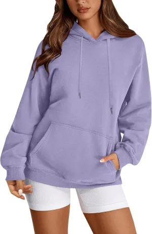 Hoodies for Women Drawstring Lightweight Fleece Oversized Sweatshirt Drop Shoulder Baggy Trendy Y2K Hoodie w/Pockets