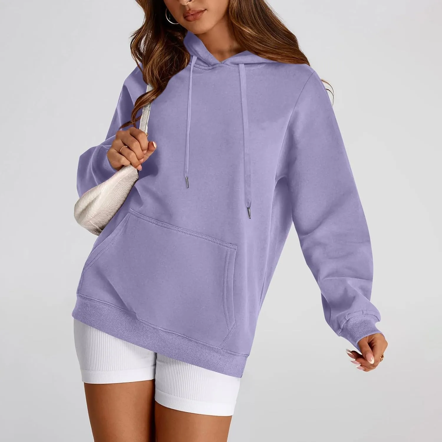Hoodies for Women Drawstring Lightweight Fleece Oversized Sweatshirt Drop Shoulder Baggy Trendy Y2K Hoodie w/Pockets