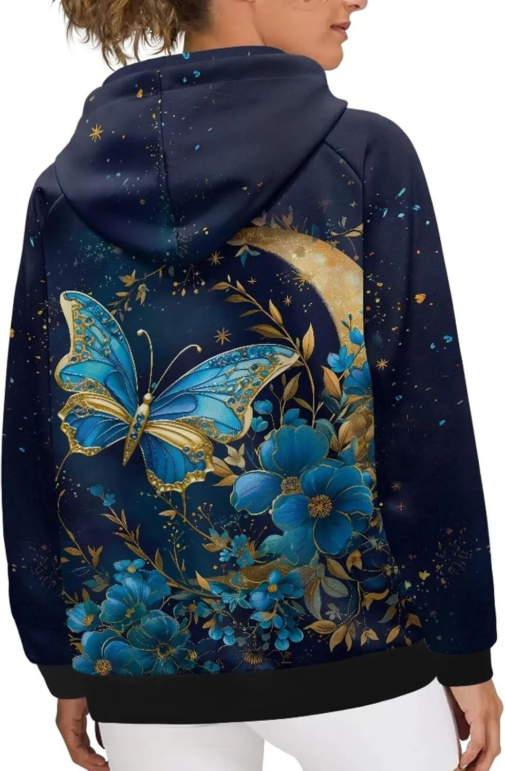 Hoodies for Women Long Sleeve Hooded Sweatshirt Drawstring Pullover Sweaters Plus Size Track Jackets With Pockets