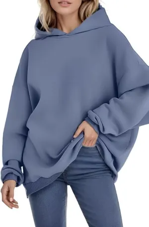 Hoodies Oversized Woman Fleece Hooded Pullover Tops Sweaters Drop Shoulder Long Sleeve Solid Color Tops for Leggings