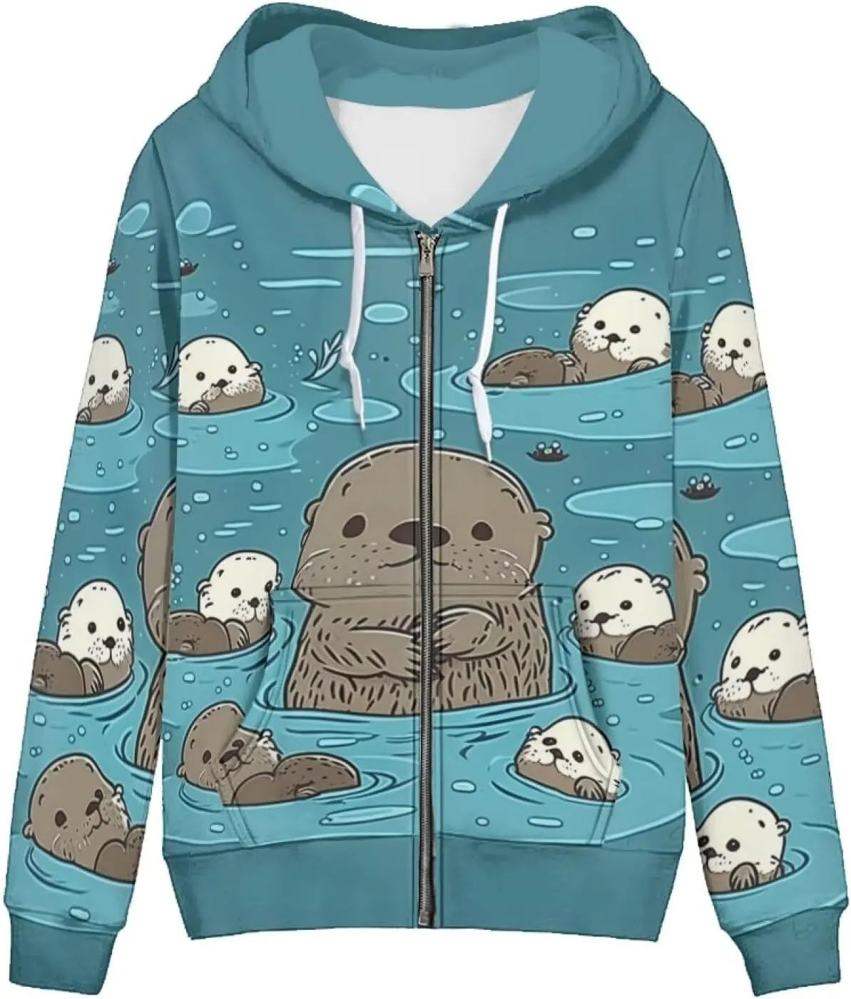 HUIACONG Otter Oversized Hoodies Zip Up Hoodie Y2K Women Clothes Sweatshirts Fall Fashion Outfits Graphic Womens Jackets Cardigans Hooded Aesthetic Streetwear Sweatshirt Top 90S