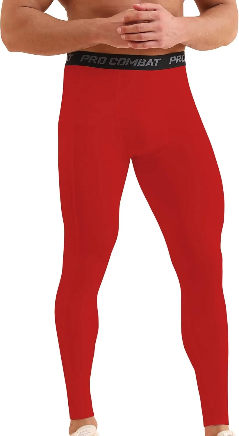 HYCOPROT Men's Compression Pants with Pockets, Athletic Leggings Baselayer Workout Tights for Running Yoga Gym Basketball