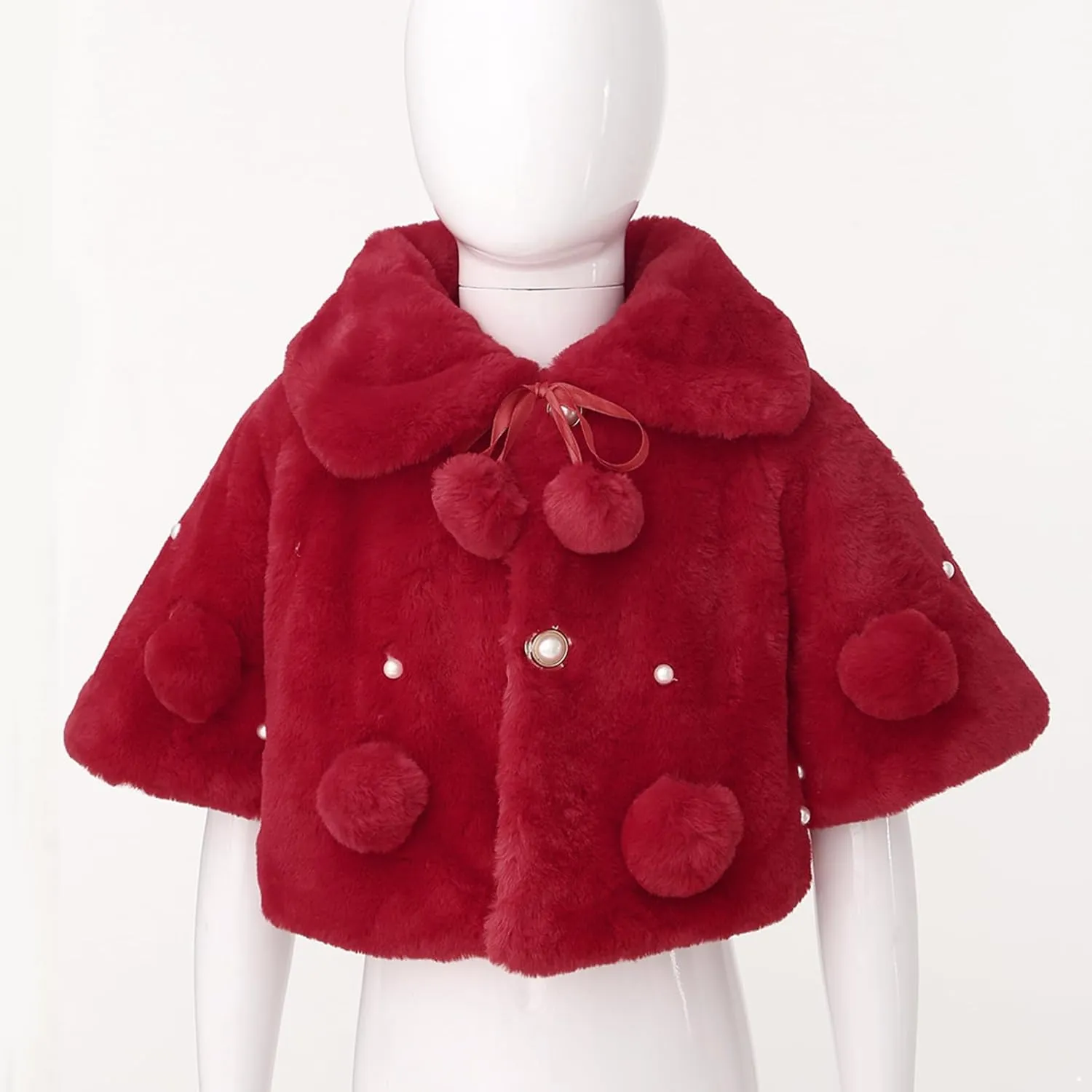 iiniim Toddler Baby Girls Faux Fur Coat Cloak Jacket Dress Cover Cape Poncho for Wedding Birthday Winter Warm Outerwear