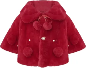 iiniim Toddler Baby Girls Faux Fur Coat Cloak Jacket Dress Cover Cape Poncho for Wedding Birthday Winter Warm Outerwear