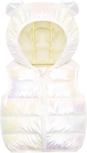 JESKIDS Girls Boys Puffer Vest Hooded Warm Outerwear with Zipper Lightweight Sleeveless Outfit