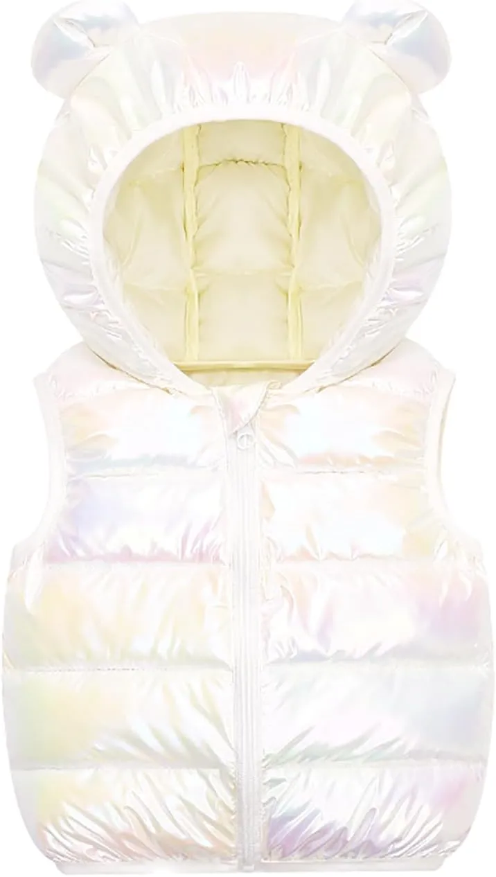 JESKIDS Girls Boys Puffer Vest Hooded Warm Outerwear with Zipper Lightweight Sleeveless Outfit