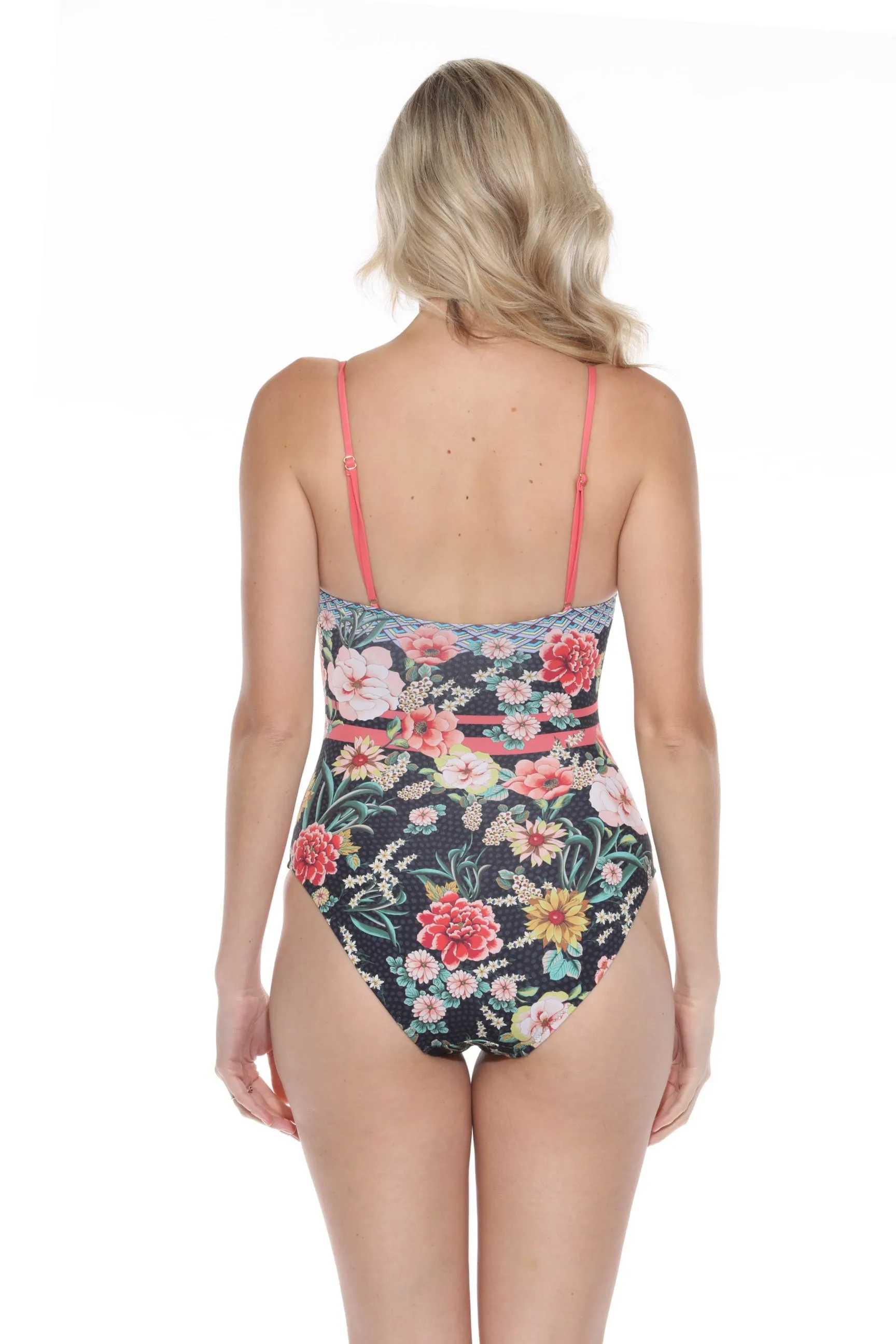 Johnny Was Mia Spaghetti Strap One Piece Swimsuit CSW7121BH