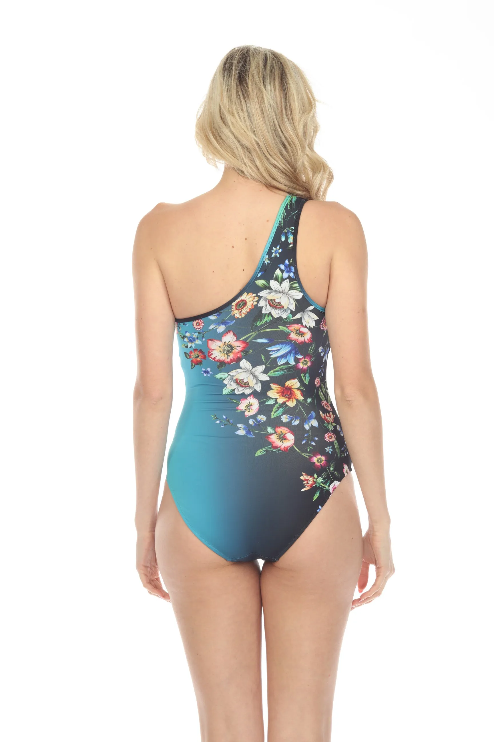 Johnny Was Ombre Garden One-Shoulder One Piece Swimsuit Boho Chic CSW7323-Y
