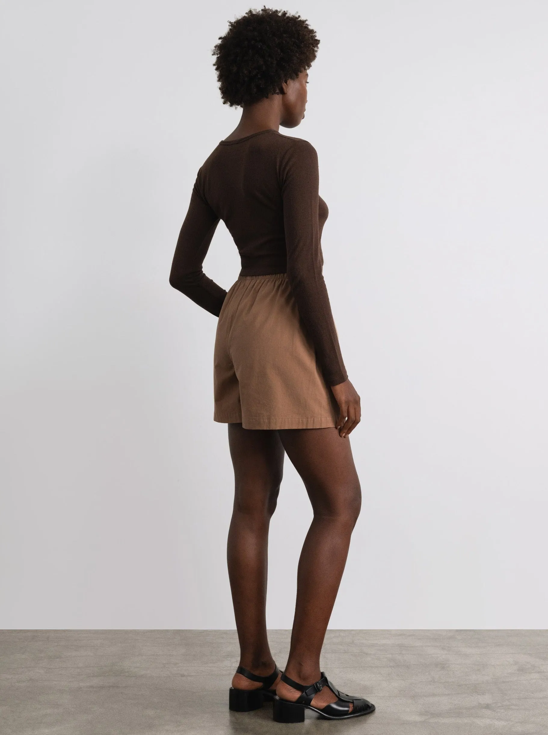 Juno Short, Organic Cotton Poplin, Almond