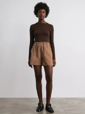 Juno Short, Organic Cotton Poplin, Almond