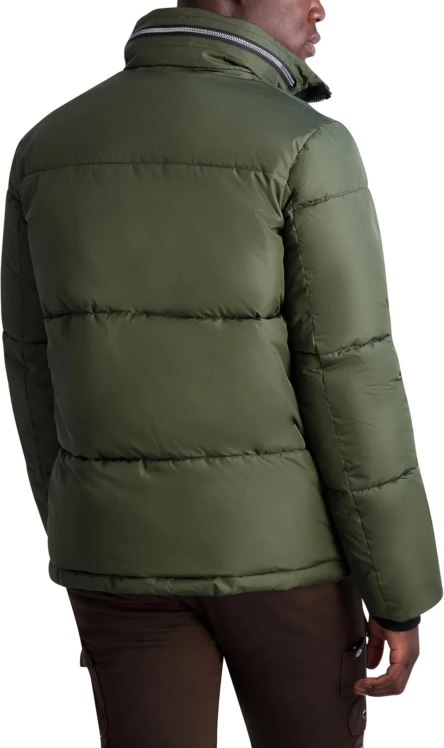 KARL LAGERFELD Men's Quilted Zip Out Hood Puffer Jacket